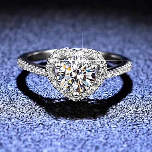 Round Brilliant Cut Moissanite Heart Halo Ring - Premium Jewelry from Dazzling Delights - Just $80.96! Shop now at Dazzling Delights