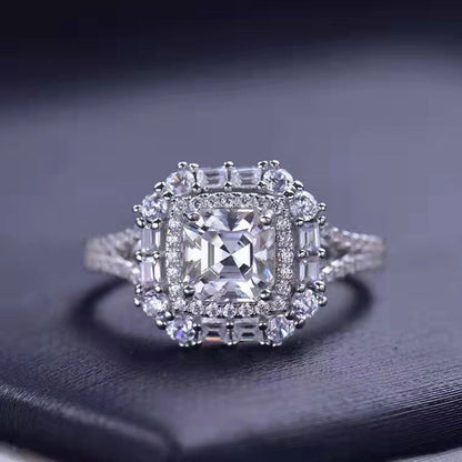 Asscher Cut Moissanite Halo Ring - Premium Jewelry from Dazzling Delights - Just $122.21! Shop now at Dazzling Delights