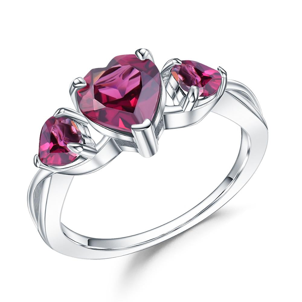 "The Trilogy of Love" Heart Cut Rhodolite Garnet Trilogy Ring - Premium Jewelry from Dazzling Delights - Just $77.96! Shop now at Dazzling Delights