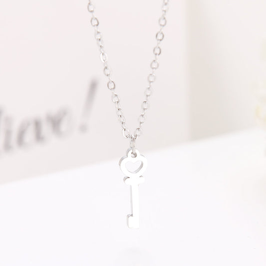 Silver Titanium Key Pendant Necklace - Premium Jewelry from Dazzling Delights - Just $17.21! Shop now at Dazzling Delights