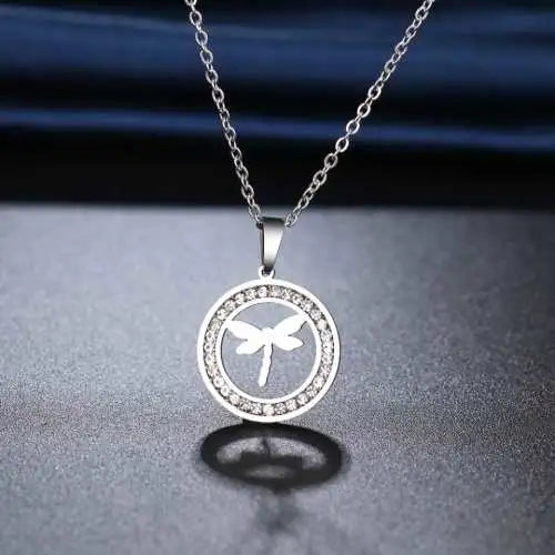 Silver Titanium Dragonfly Pendant Necklace - Premium Jewelry from Dazzling Delights - Just $17.21! Shop now at Dazzling Delights