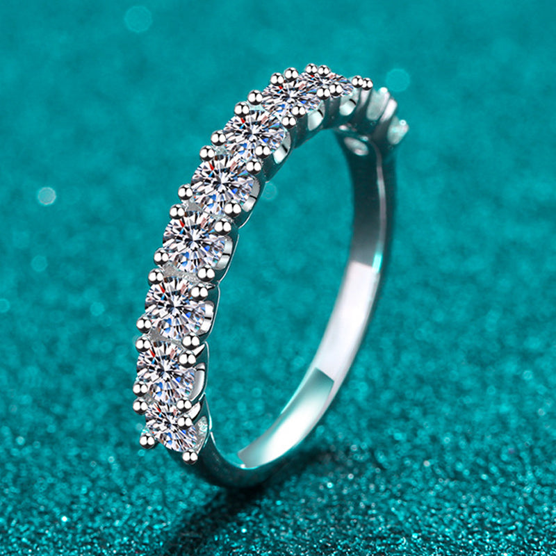 3mm Round Brilliant Cut Moissanite Half Eternity Ring Wedding Band - Premium Jewelry from Dazzling Delights - Just $51.71! Shop now at Dazzling Delights