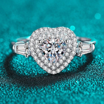 Heart Cut Moissanite Double Halo Ring - Premium Jewelry from Dazzling Delights - Just $103.46! Shop now at Dazzling Delights