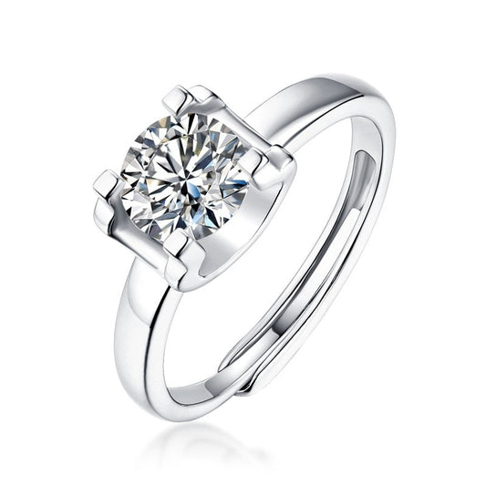 1.0Ct Round Brilliant Cut Twinkle Stone Moissanite Adjustable Ring - Premium Jewelry from Dazzling Delights - Just $71.21! Shop now at Dazzling Delights