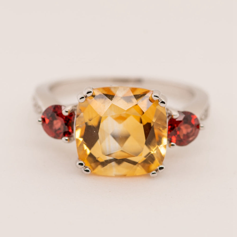 "The Sunny Expedition" 10x10mm Cushion Cut Citrine Ring - Premium Jewelry from Dazzling Delights - Just $85.46! Shop now at Dazzling Delights