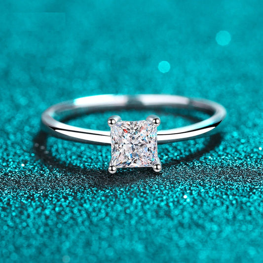 4.5mm Princess Cut Solitaire Moissanite Engagement Ring - Premium Jewelry from Dazzling Delights - Just $80.96! Shop now at Dazzling Delights