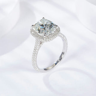 5ct Cushion Cut Moissanite Halo Ring - Premium Jewelry from Dazzling Delights - Just $405.95! Shop now at Dazzling Delights