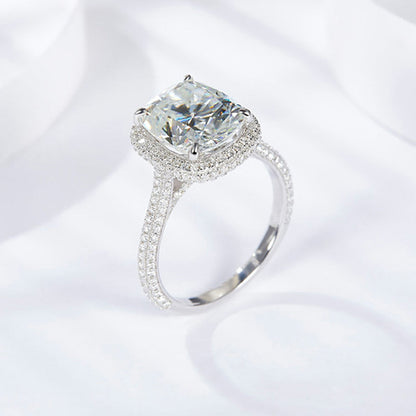 5ct Cushion Cut Moissanite Halo Ring - Premium Jewelry from Dazzling Delights - Just $304.46! Shop now at Dazzling Delights