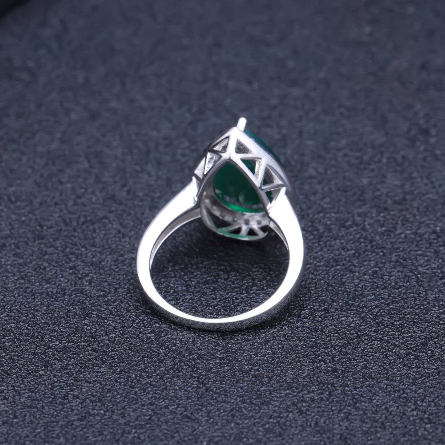 "The Enchanted Forest" 15x10mm Pear Cut Green Agate Halo Ring - Premium Jewelry from Dazzling Delights - Just $74.95! Shop now at Dazzling Delights