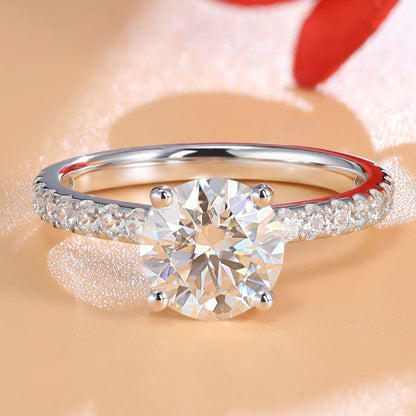 1.9ct Round Brilliant Cut Moissanite Ring - Premium Jewelry from Dazzling Delights - Just $128.96! Shop now at Dazzling Delights