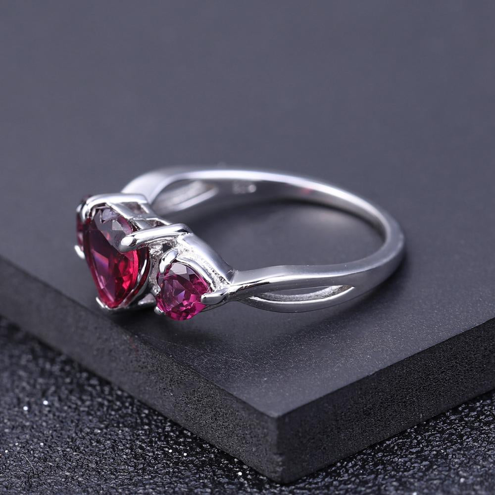 "The Trilogy of Love" Heart Cut Rhodolite Garnet Trilogy Ring - Premium Jewelry from Dazzling Delights - Just $77.96! Shop now at Dazzling Delights