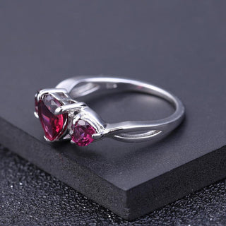 "The Trilogy of Love" Heart Cut Rhodolite Garnet Trilogy Ring - Premium Jewelry from Dazzling Delights - Just $103.95! Shop now at Dazzling Delights