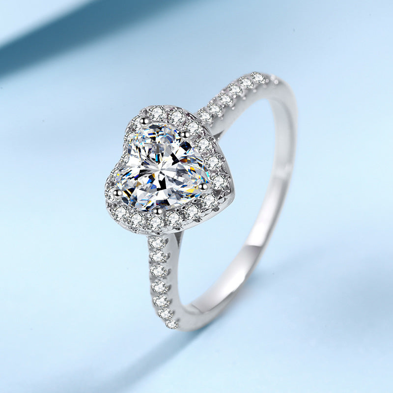 Heart Cut Moissanite Halo Ring - Premium Jewelry from Dazzling Delights - Just $89.96! Shop now at Dazzling Delights