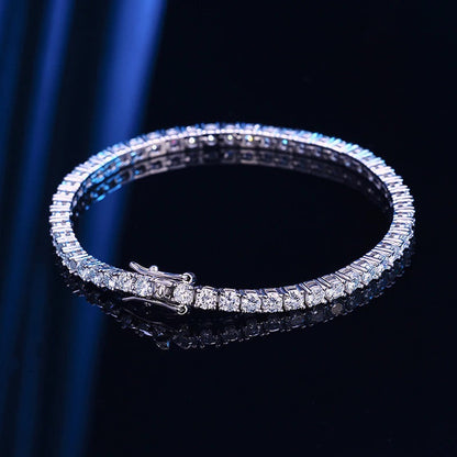 Round Brilliant Cut Moissanite Tennis Bracelets - Premium Jewelry from Dazzling Delights - Just $144.71! Shop now at Dazzling Delights