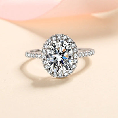 Oval Cut Moissanite Halo Ring - Premium Jewelry from Dazzling Delights - Just $80.96! Shop now at Dazzling Delights