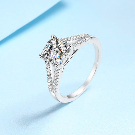 2ct Asscher Cut Moissanite Split Band Ring - Premium Jewelry from Dazzling Delights - Just $122.21! Shop now at Dazzling Delights