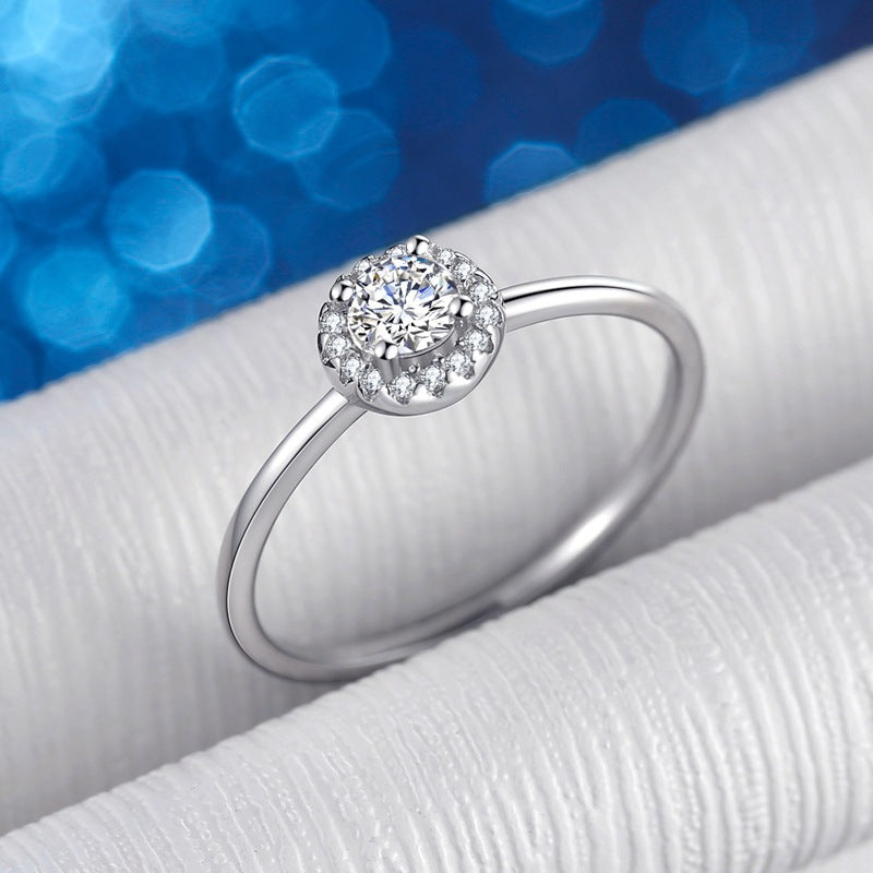 4mm Round Brilliant Cut Halo Ring - Premium Jewelry from Dazzling Delights - Just $48.71! Shop now at Dazzling Delights