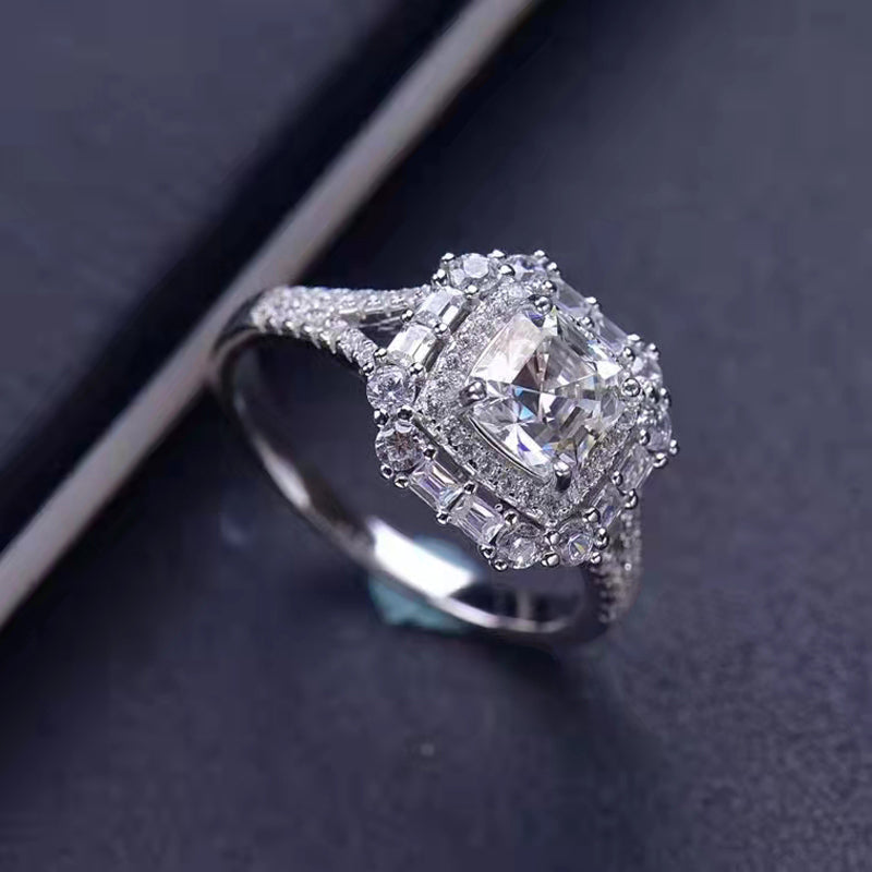 Asscher Cut Moissanite Halo Ring - Premium Jewelry from Dazzling Delights - Just $122.21! Shop now at Dazzling Delights