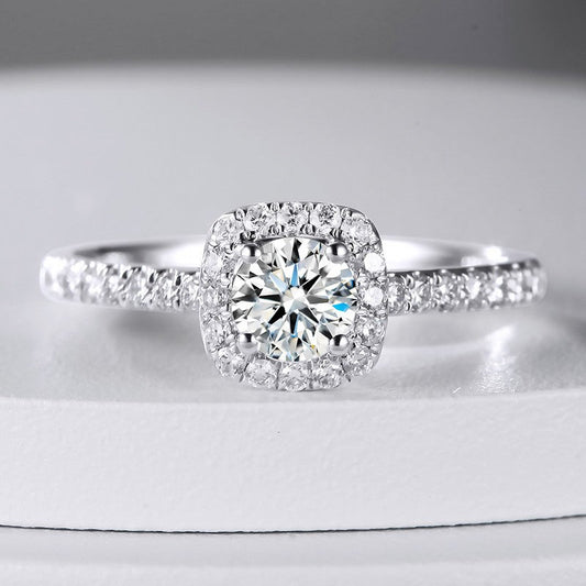 Elegant Moissanite Halo Ring - Premium Jewelry from Dazzling Delights - Just $64.46! Shop now at Dazzling Delights