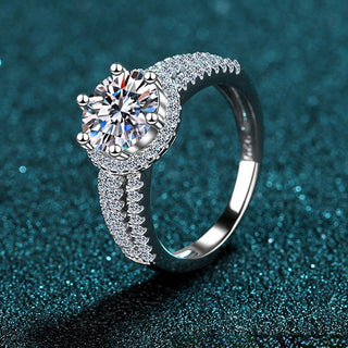 Round Brilliant Cut Moissanite Tri-Band Halo Ring - Premium Jewelry from Dazzling Delights - Just $73.50! Shop now at Dazzling Delights