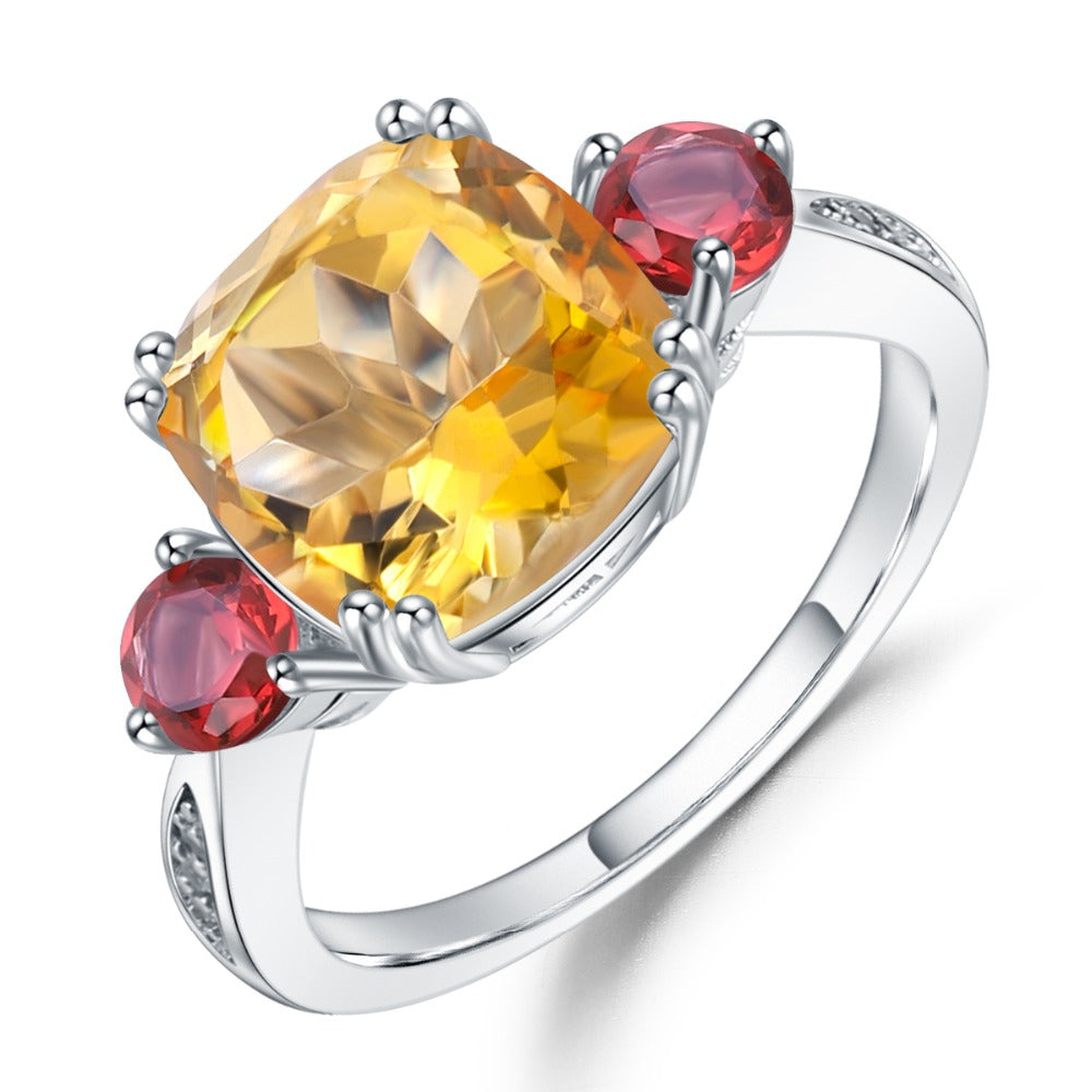 "The Sunny Expedition" 10x10mm Cushion Cut Citrine Ring - Premium Jewelry from Dazzling Delights - Just $85.46! Shop now at Dazzling Delights