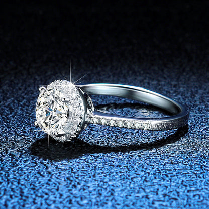 Round Brilliant Cut Moissanite Halo Ring - Premium Jewelry from Dazzling Delights - Just $64.46! Shop now at Dazzling Delights