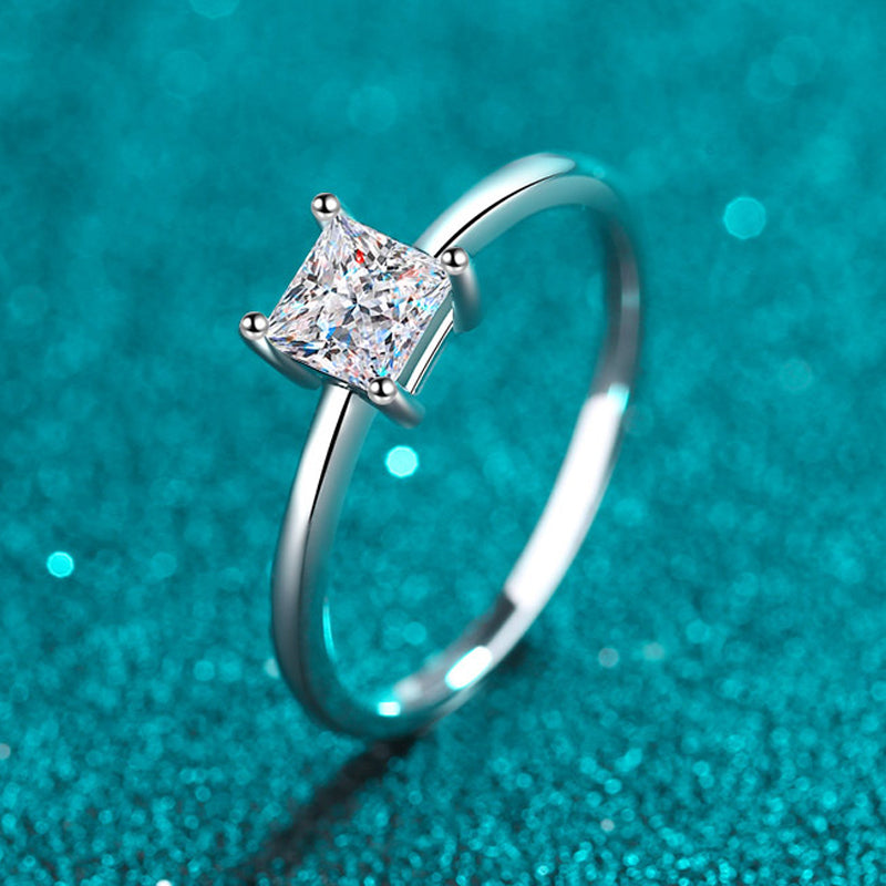 4.5mm Princess Cut Solitaire Moissanite Engagement Ring - Premium Jewelry from Dazzling Delights - Just $80.96! Shop now at Dazzling Delights