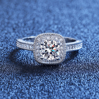 Ornate Round Brilliant Cut Moissanite Halo Ring - Premium Jewelry from Dazzling Delights - Just $73.50! Shop now at Dazzling Delights