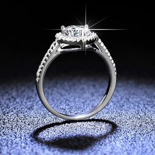 Round Brilliant Cut Moissanite Heart Halo Ring - Premium Jewelry from Dazzling Delights - Just $107.95! Shop now at Dazzling Delights