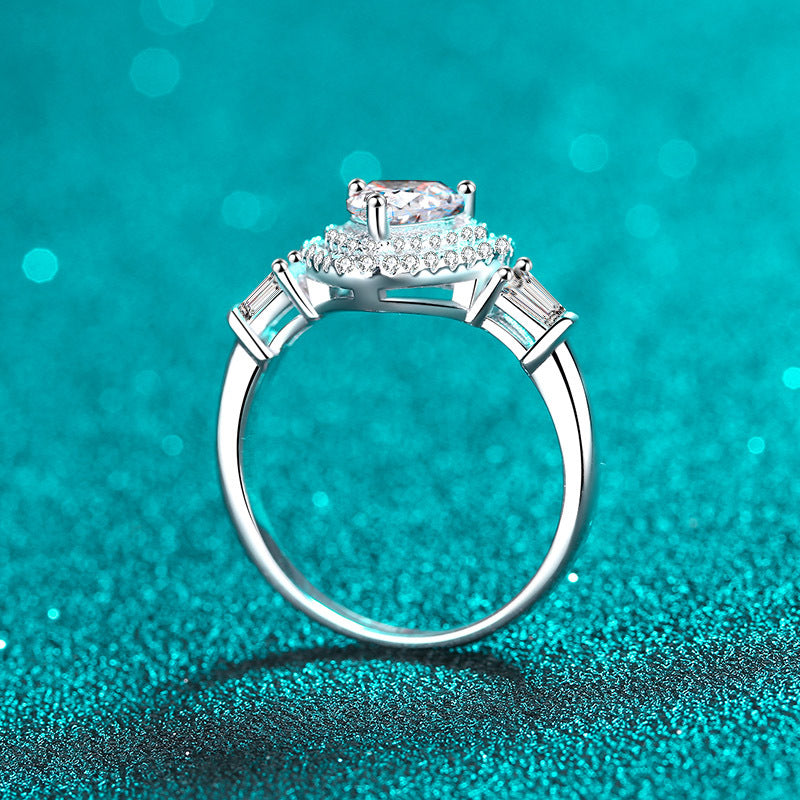 Heart Cut Moissanite Double Halo Ring - Premium Jewelry from Dazzling Delights - Just $103.46! Shop now at Dazzling Delights