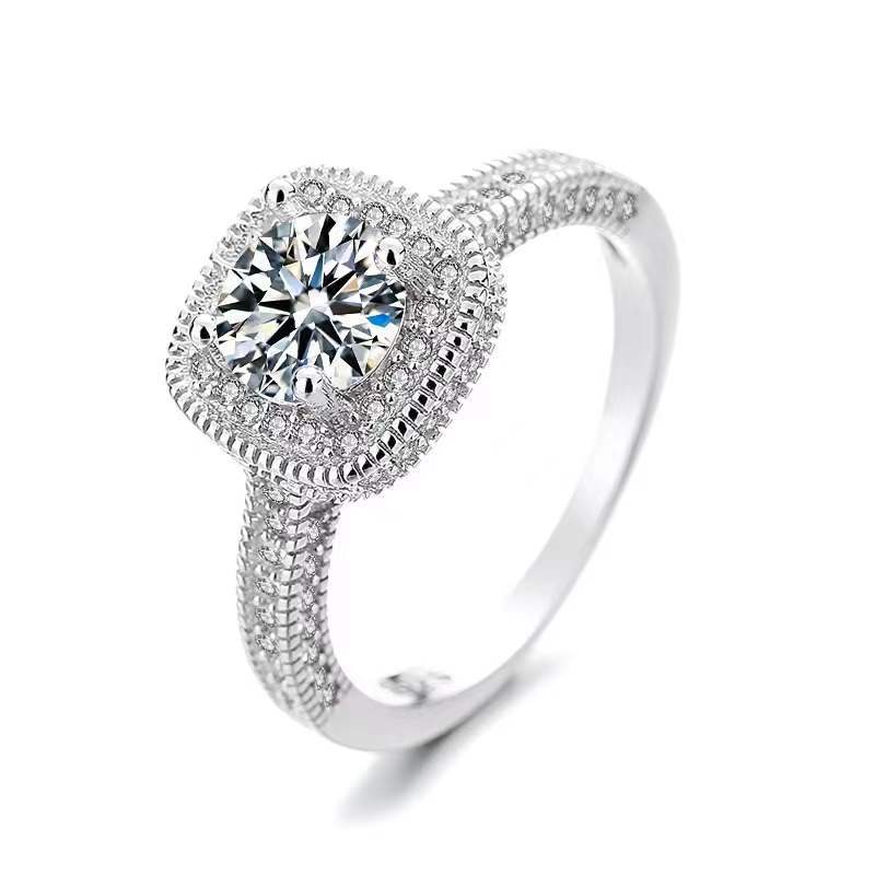 Ornate Round Brilliant Cut Moissanite Halo Ring - Premium Jewelry from Dazzling Delights - Just $89.96! Shop now at Dazzling Delights