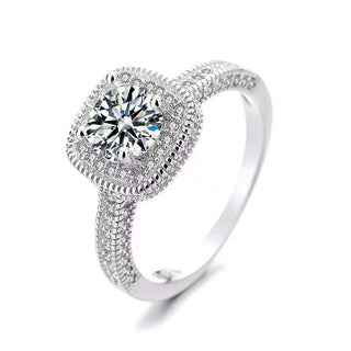 Ornate Round Brilliant Cut Moissanite Halo Ring - Premium Jewelry from Dazzling Delights - Just $73.50! Shop now at Dazzling Delights