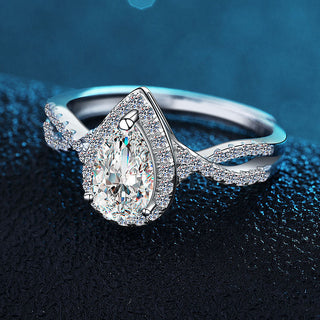 Pear Cut Moissanite Halo Ring - Premium Jewelry from Dazzling Delights - Just $119.95! Shop now at Dazzling Delights