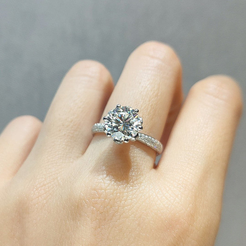 Ornate Round Brilliant Cut Moissanite Engagement Ring - Premium Jewelry from Dazzling Delights - Just $112.46! Shop now at Dazzling Delights