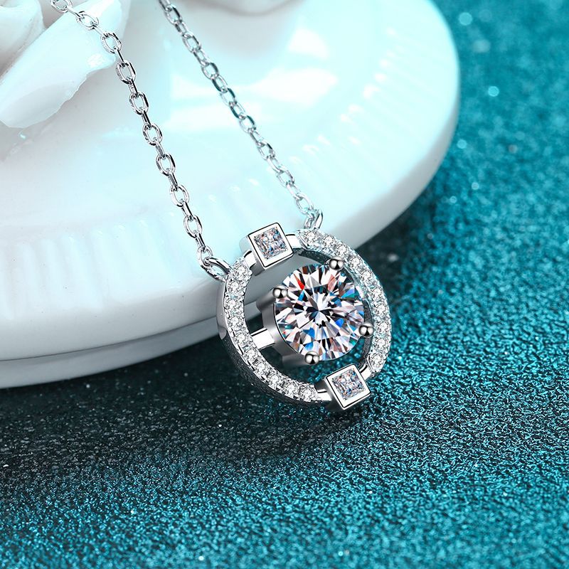 Round Brilliant Cut Moissanite Pendant Necklace - Premium Jewelry from Dazzling Delights - Just $80.96! Shop now at Dazzling Delights