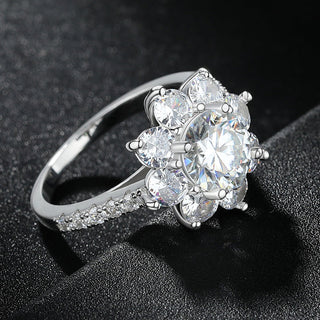 Round Brilliant Cut Moissanite Sunflower Halo Ring - Premium Jewelry from Dazzling Delights - Just $119.95! Shop now at Dazzling Delights