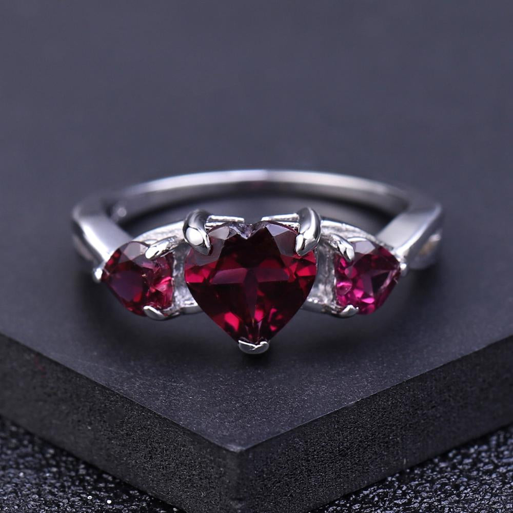 "The Trilogy of Love" Heart Cut Rhodolite Garnet Trilogy Ring - Premium Jewelry from Dazzling Delights - Just $77.96! Shop now at Dazzling Delights