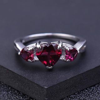 "The Trilogy of Love" Heart Cut Rhodolite Garnet Trilogy Ring - Premium Jewelry from Dazzling Delights - Just $103.95! Shop now at Dazzling Delights