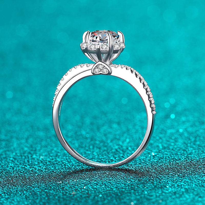 Round Brilliant Cut Moissanite Split Band Halo Ring - Premium Jewelry from Dazzling Delights - Just $96.71! Shop now at Dazzling Delights