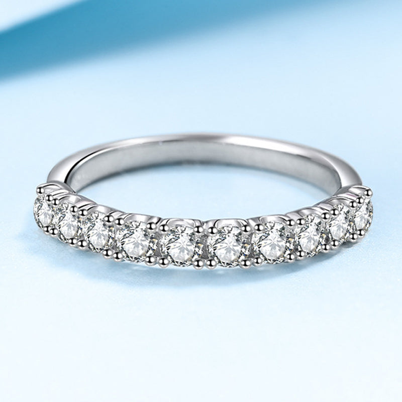 3mm Round Brilliant Cut Moissanite Half Eternity Ring Wedding Band - Premium Jewelry from Dazzling Delights - Just $51.71! Shop now at Dazzling Delights