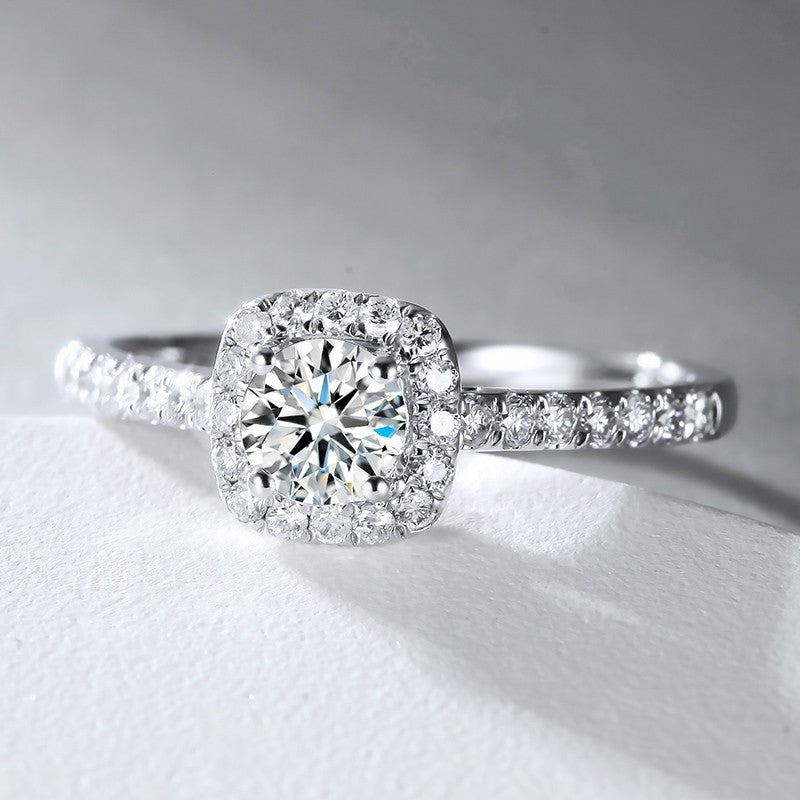 Elegant Moissanite Halo Ring - Premium Jewelry from Dazzling Delights - Just $64.46! Shop now at Dazzling Delights