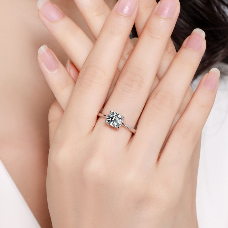 4 Corner Prong Open Setting Solitaire Moissanite Engagement Ring - Premium Jewelry from Dazzling Delights - Just $64.46! Shop now at Dazzling Delights