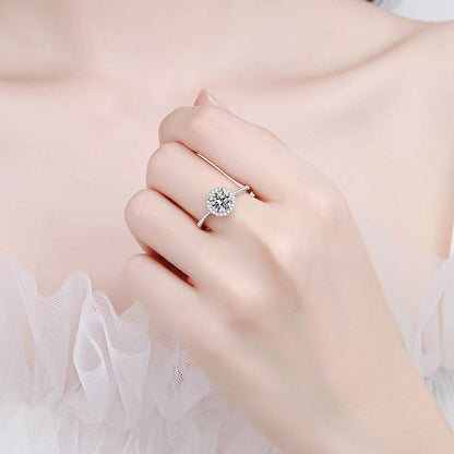 Round Brilliant Cut Moissanite Halo Ring - Premium Jewelry from Dazzling Delights - Just $64.46! Shop now at Dazzling Delights