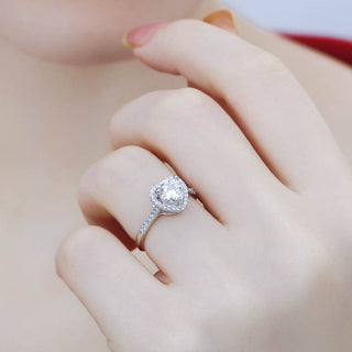 Round Brilliant Cut Moissanite Heart Halo Ring - Premium Jewelry from Dazzling Delights - Just $107.95! Shop now at Dazzling Delights