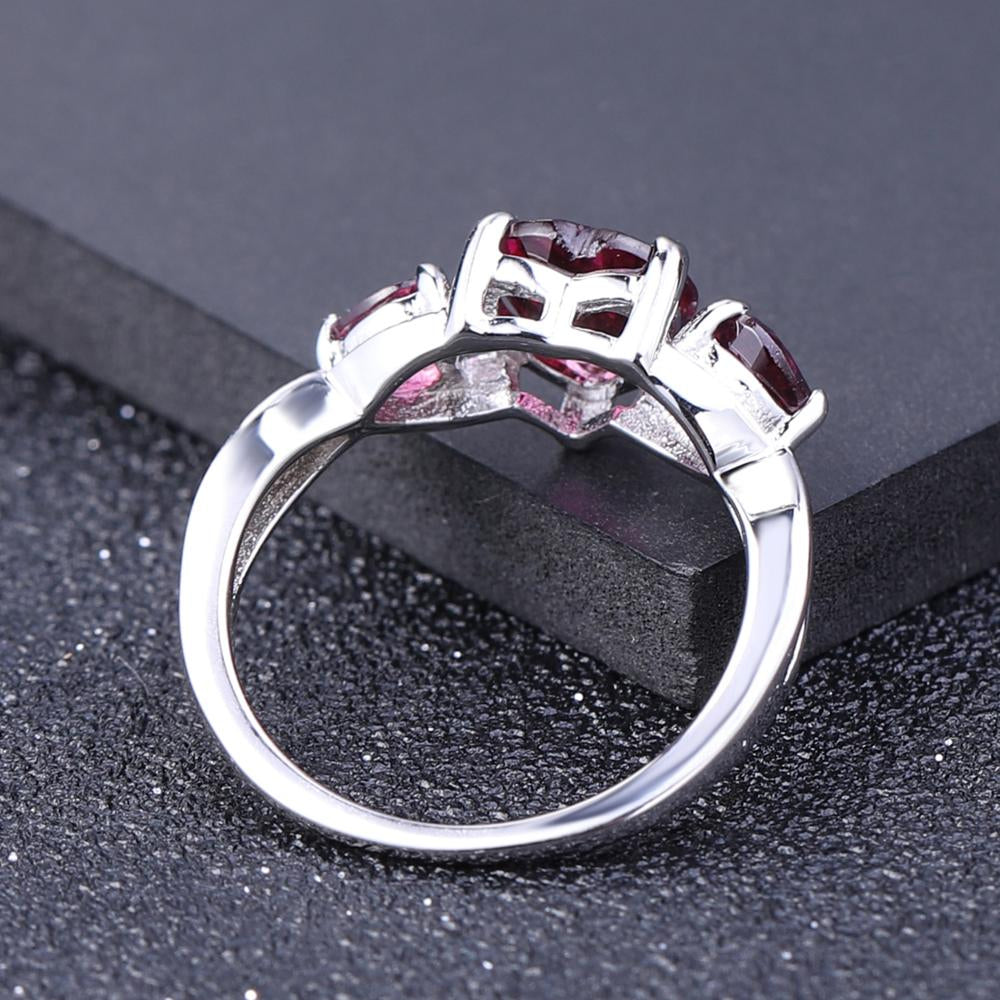 "The Trilogy of Love" Heart Cut Rhodolite Garnet Trilogy Ring - Premium Jewelry from Dazzling Delights - Just $77.96! Shop now at Dazzling Delights