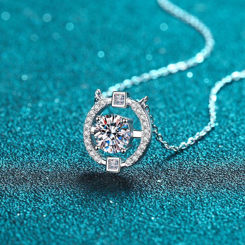 Round Brilliant Cut Moissanite Pendant Necklace - Premium Jewelry from Dazzling Delights - Just $80.96! Shop now at Dazzling Delights