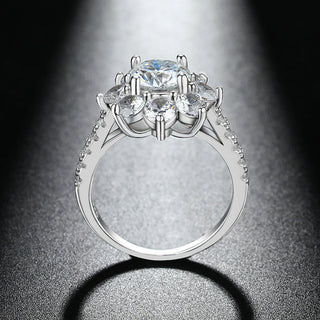 Round Brilliant Cut Moissanite Sunflower Halo Ring - Premium Jewelry from Dazzling Delights - Just $119.95! Shop now at Dazzling Delights