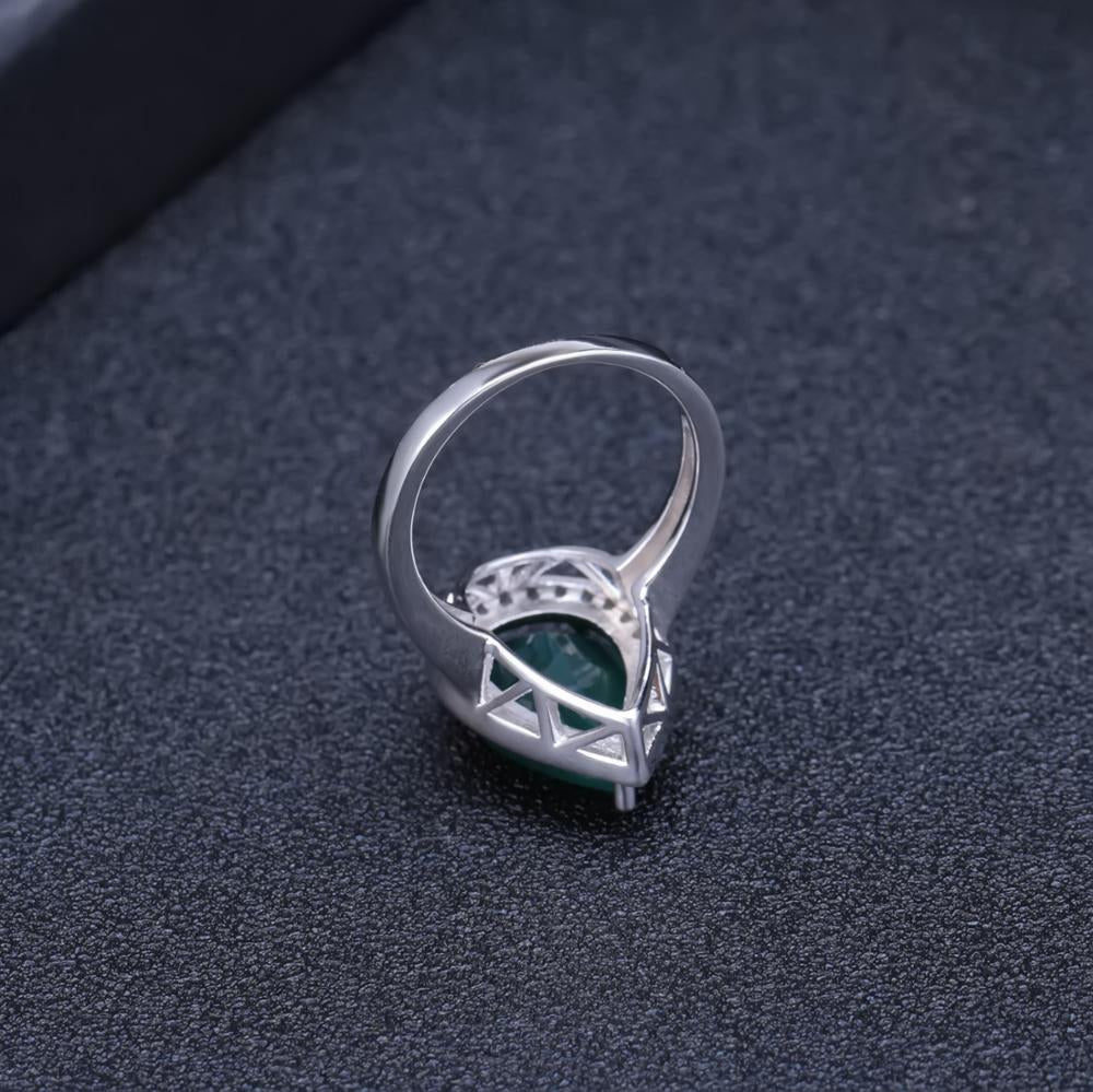 "The Enchanted Forest" 15x10mm Pear Cut Green Agate Halo Ring - Premium Jewelry from Dazzling Delights - Just $74.95! Shop now at Dazzling Delights