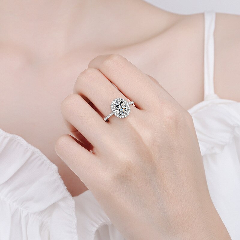 Oval Cut Moissanite Halo Ring - Premium Jewelry from Dazzling Delights - Just $80.96! Shop now at Dazzling Delights