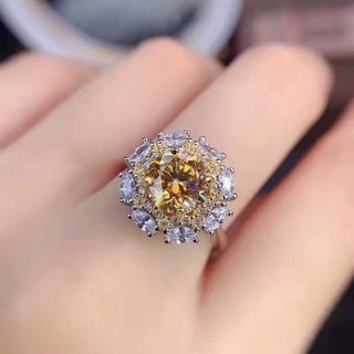 2ct Yellow Round Brilliant Cut Moissanite Marquise Halo Ring - Premium Jewelry from Dazzling Delights - Just $235.95! Shop now at Dazzling Delights